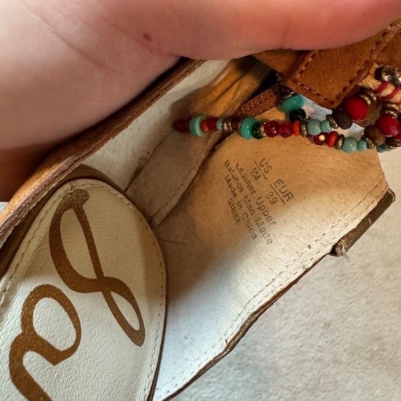 NWOB SAM EDELMAN Women’s Sibel Brown Beaded Ankle Strap Block Heel Sandal-Size 9 - Picture 6 of 6